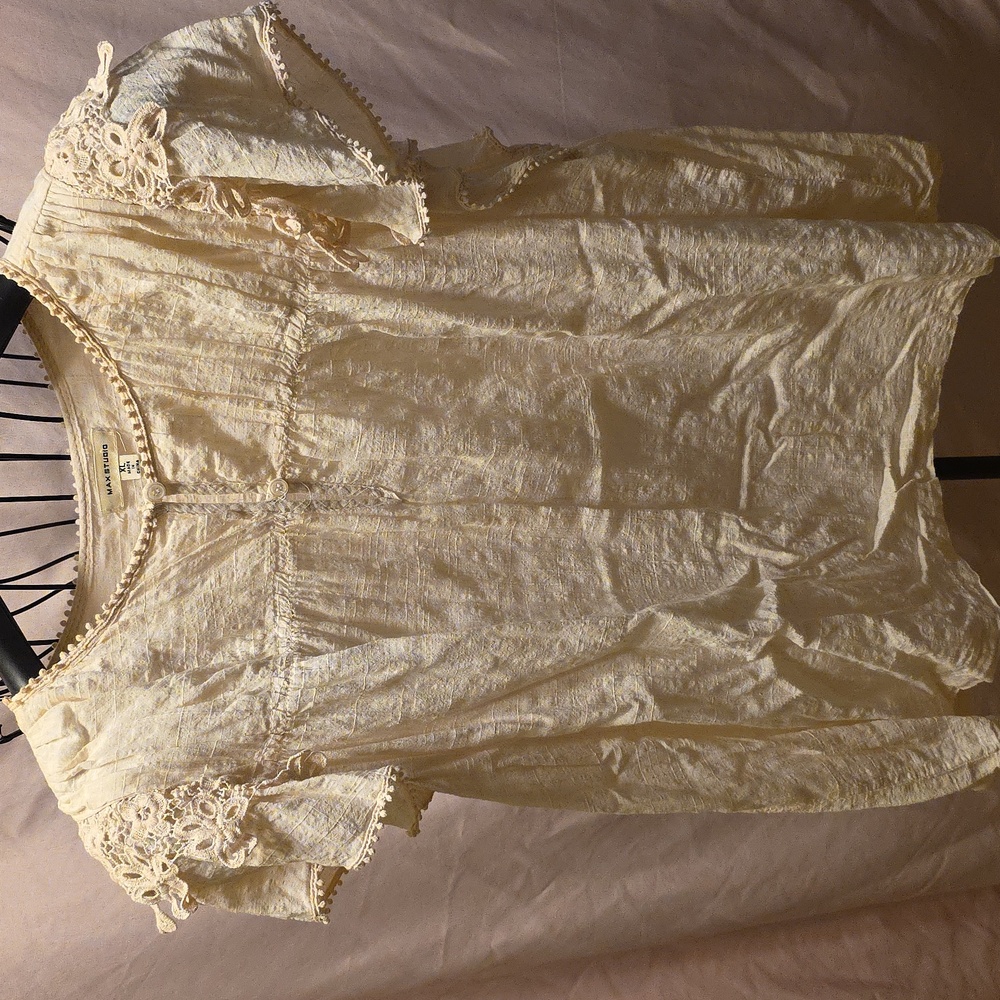 Max Studio Cream Blouse Womens Size XL (Virginia #13)